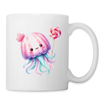 Mignon bébé méduse avec des bonbons - Mug blanc - blanc - Droite