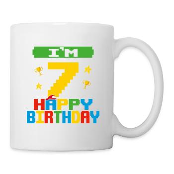 Seven 7yr 7th Birthday Happy Birthday 7 Years Old - Mug blanc - blanc - Droite