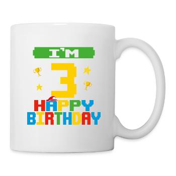 Three 3yr 3th Birthday Happy Birthday 3 Years Old - Mug blanc - blanc - Droite