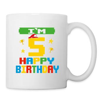 Five 5yr 5th Birthday Happy Birthday 5 Years Old - Mug blanc - blanc - Droite