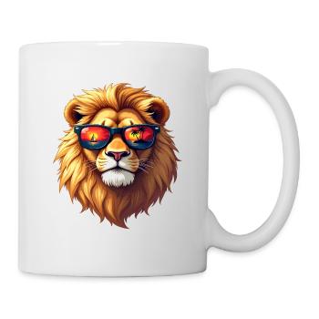 Ein majestätischer Löwe trägt eine Sonnenbrille - Tasse - Weiß - Rechts