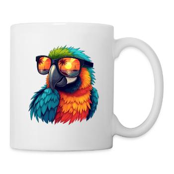 Perroquet avec des lunettes de soleil - Mug blanc - blanc - Droite