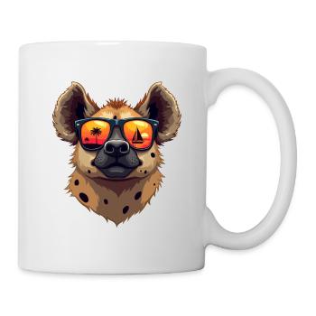 A funny hyena wearing sunglasses - Mug - white - Right