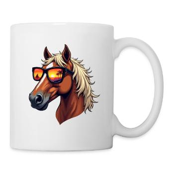 Pferd trägt Sonnenbrille - Tasse - Weiß - Rechts