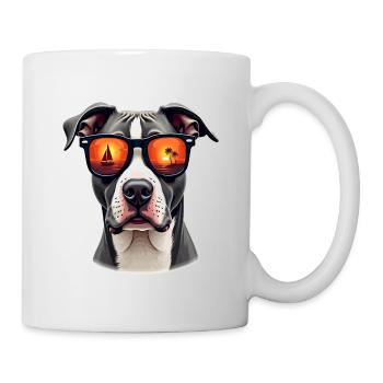 Un pitbull avec des lunettes de soleil - Mug blanc - blanc - Droite