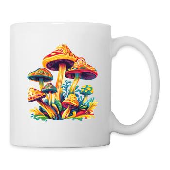 Bunte psychedelische Pilze - Tasse - Weiß - Rechts