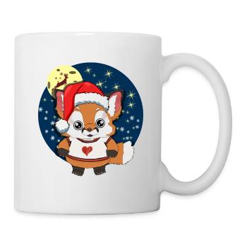 Fuchs Weihnachten Rentier Weihnachtsmütze Schnee - Tasse - Weiß - Rechts