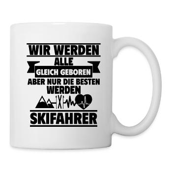 Wir werden alle gleich geboren werden Skifahrer - Tasse - Weiß - Rechts