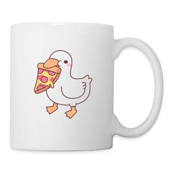 Cute White Ducky With Pepperoni Pizza Slice - Mug - white - Right