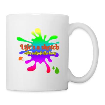 Life's a sketch - draw outside the lines - Mug - white - Right