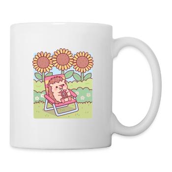 Cute Hedgehog Chilling Under The Sunflowers - Mug - white - Right