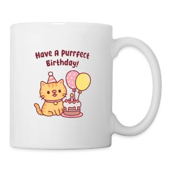 Cute Tabby Cat With Cake Purrfect Birthday Funny - Mug - white - Right