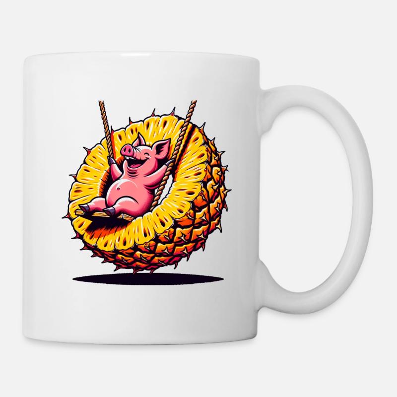 Ananas Schaukel Schweinchen - Tasse - Weiß