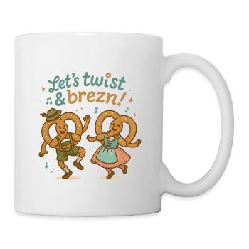 Dancing pretzels in Bavaria style - Mug - white - Right