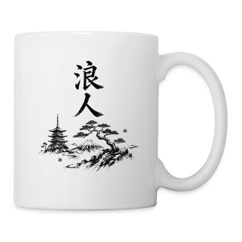 Ronin in Tintenstil – Japanische Landschaft - Tasse - Weiß - Rechts