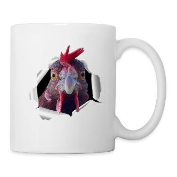 Huhn - zerissenes Papier - Tasse - Weiß - Rechts