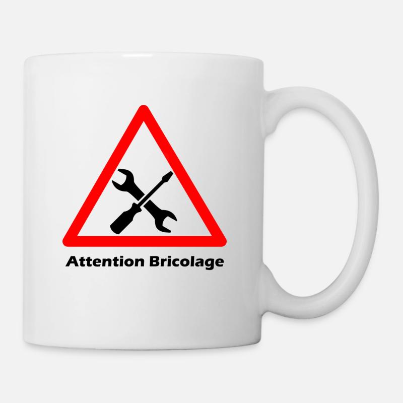 Attention bricolage - noir et rouge - Mug blanc - blanc