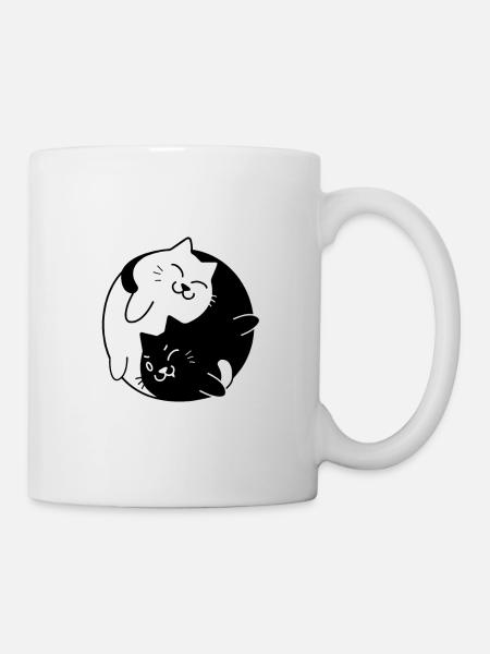 Yin Yang Cats Cute Tshirt for Cat Lovers - Mug - white