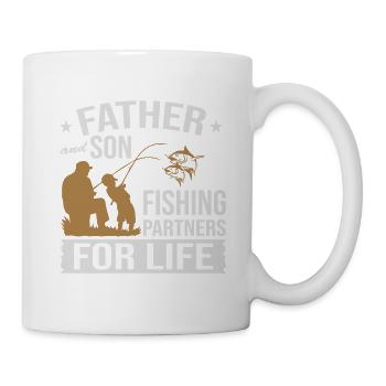 Père et fils partenaires de pêche pour la vie - Mug blanc - blanc - Droite
