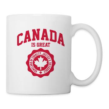 KANADA, CANADA IS GREAT MIT AHORNBLATT - Tasse - Weiß - Rechts