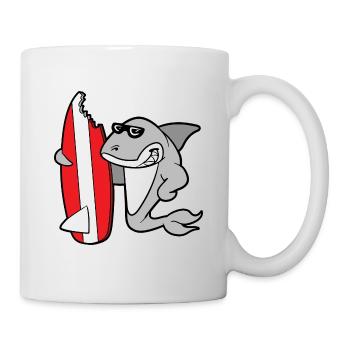 Hai Haifisch Surfing Surfer Surfboard Wellenreiten - Tasse - Weiß - Rechts