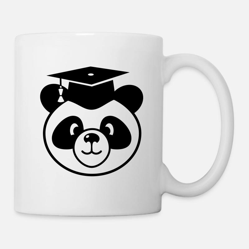 Panda avec mortier - doctorat, examen d'état - Mug blanc - blanc