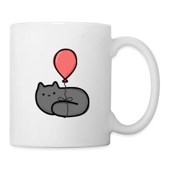 Katze mit Ballon - Tasse - Weiß - Rechts