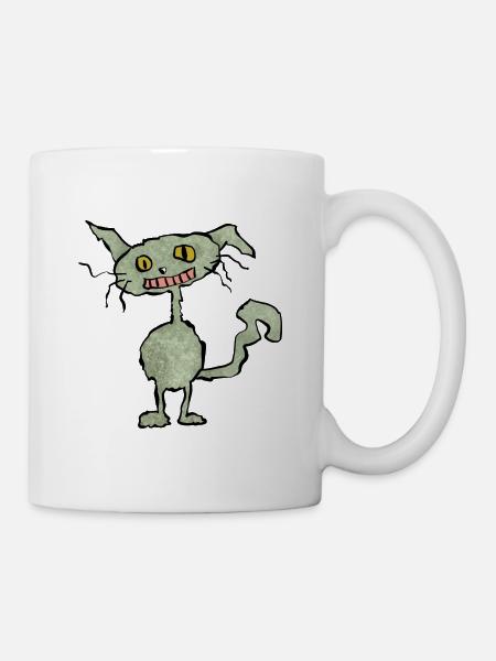 Funny cat green - Mug - white