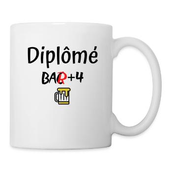 Diplômé bar +4 - Mug blanc - blanc - Droite