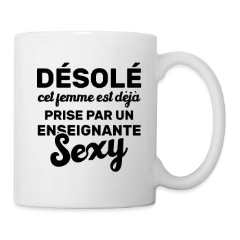 Désolé cet femme est déjà prise par un enseignante - Mug blanc - blanc - Droite