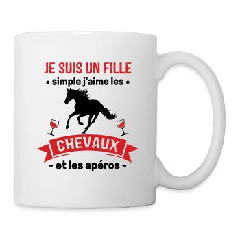 Un fille j'aime les chevaux et les apéros - Mug blanc - blanc - Droite