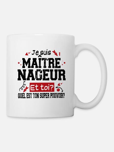 Maître-Nageur Cadeau Piscine T-shirt Super Pouvoir - Mug blanc - blanc