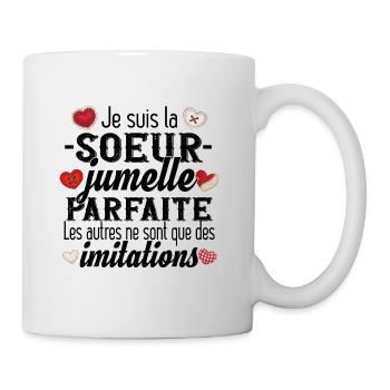 Sœur Jumelle Sœurs Frère Famille Amour Fille Rose - Mug blanc - blanc - Droite
