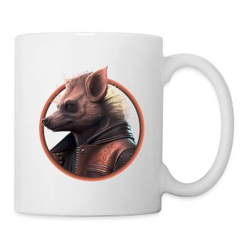Punk Hyäne mit Lederjacke - Tasse - Weiß - Rechts