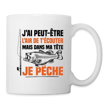 Dans ma tête je pêche / Pêcheur humour - Mug blanc - blanc - Droite