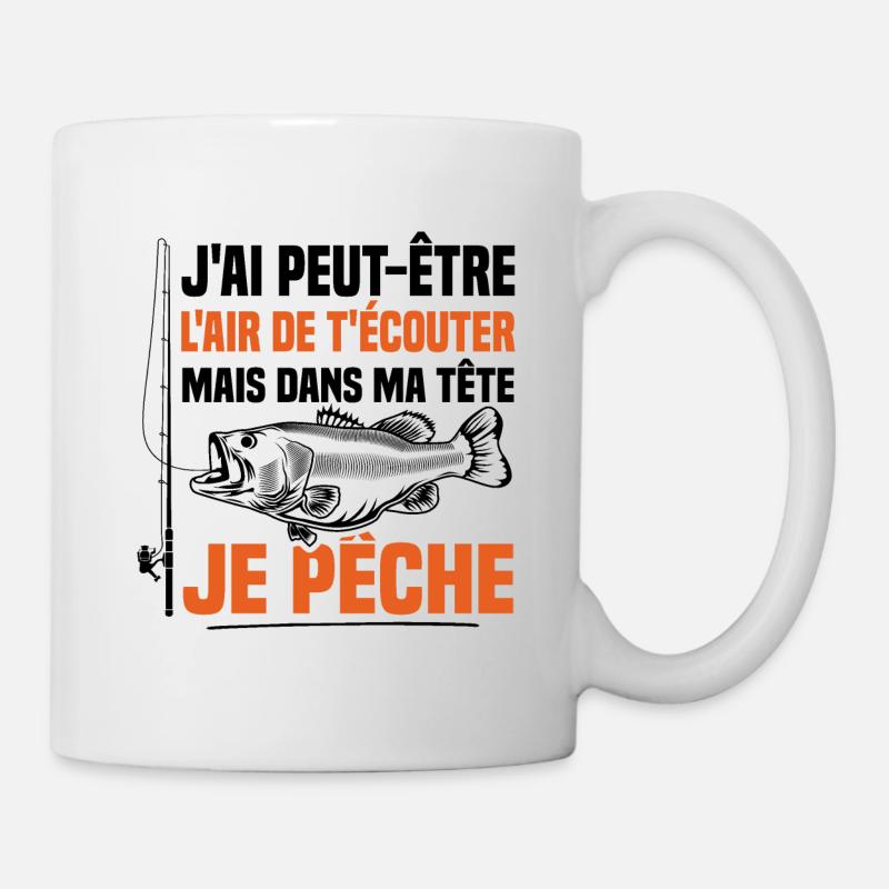 Dans ma tête je pêche / Pêcheur humour - Mug blanc - blanc