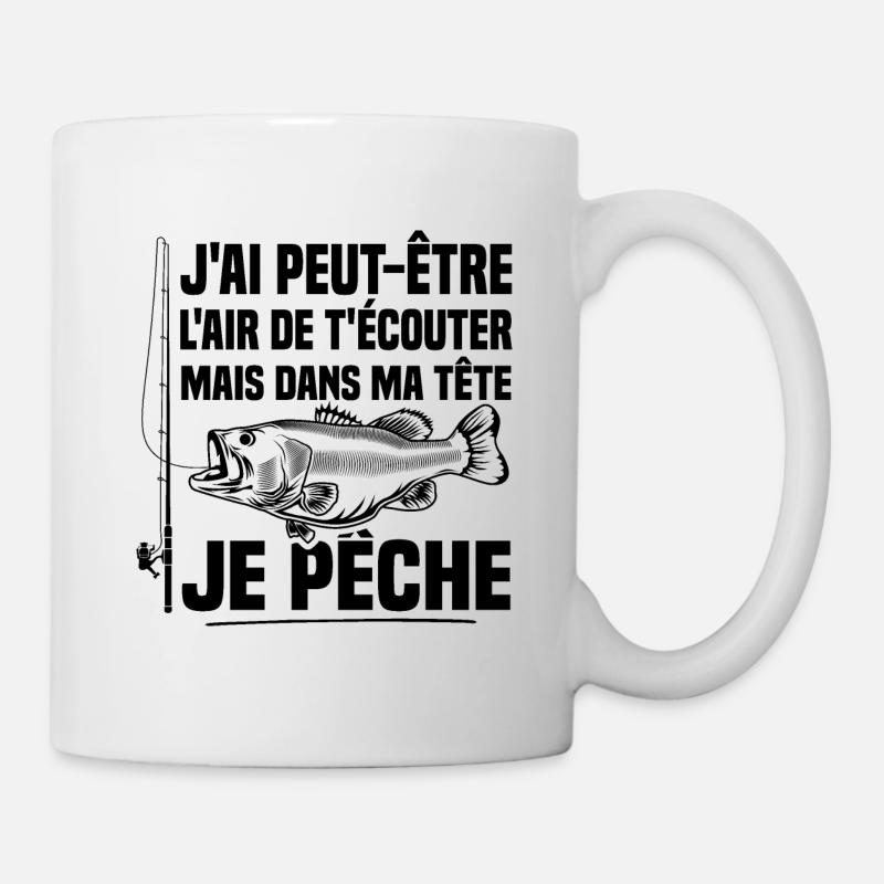 Dans ma tête je pêche / Pêcheur humour - Mug blanc - blanc