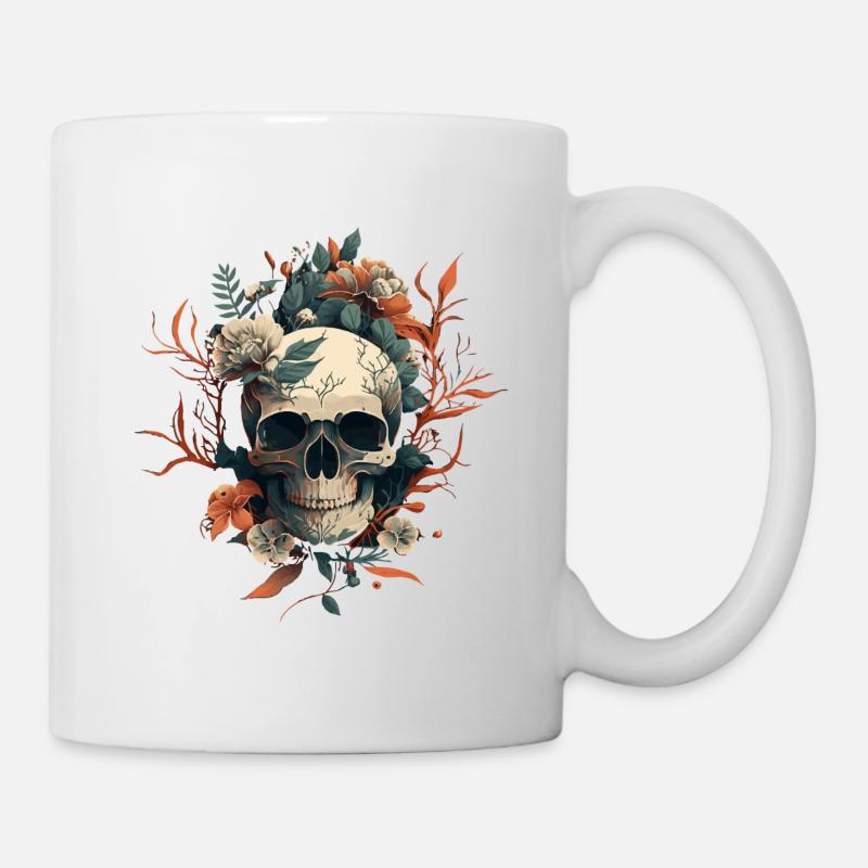 skull in flowers - Mug - white