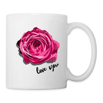 Je t’aime avec la fleur de rose - Mug blanc - blanc - Droite