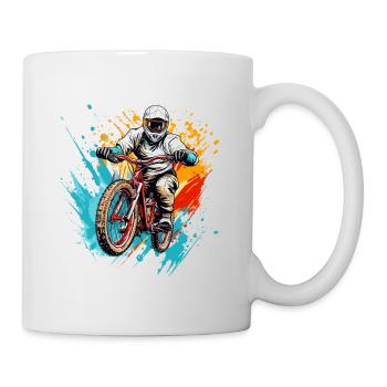 BMX Fahrer in eindrucksvollen Farben - Tasse - Weiß - Rechts