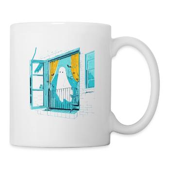 Fantôme effrayant dans la fenêtre, boo dans la fenêtre - Mug blanc - blanc - Droite