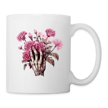 Rose vintage gothique main avec fleur - Mug blanc - blanc - Droite