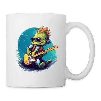 Rocking Crocodile with Electric Guitar Gift Guitarist - Mug - white - Right