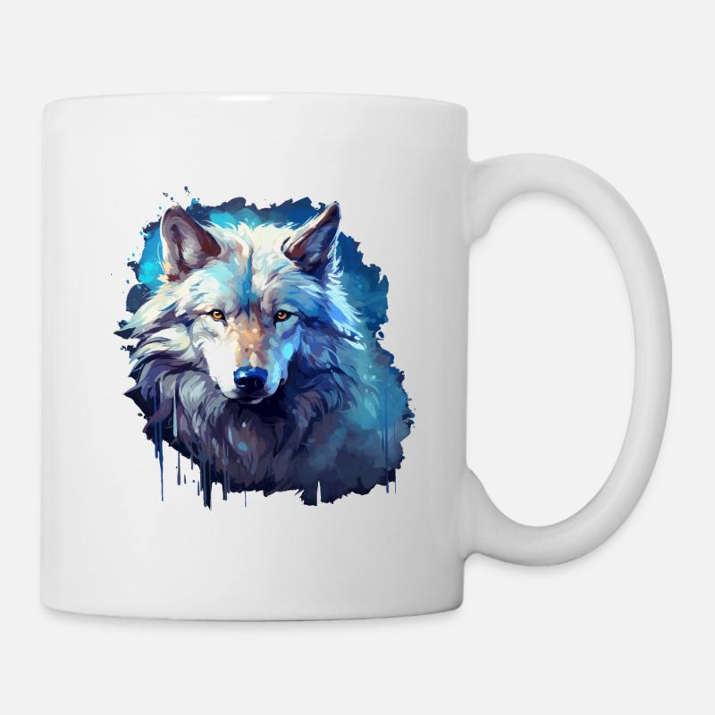 Geschenk Wikinger Wolf Krafttier Schamane Odin - Tasse - Weiß