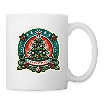 Vintage Christmas Tree Badge - Mug - white - Right