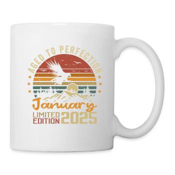 Januar 2025 Retro Vintage Geburtstagsgeschenk - Tasse - Weiß - Rechts