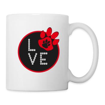 Rote Hundepfote mit sehr viel Liebe. - Tasse - Weiß - Rechts
