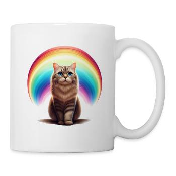 Katze mit Regenbogen für Katzenliebhaber - Tasse - Weiß - Rechts