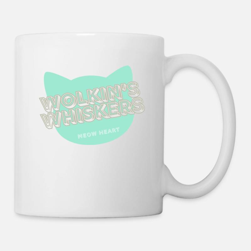 Wolkin's Whiskers- A cat logo - Mug - white