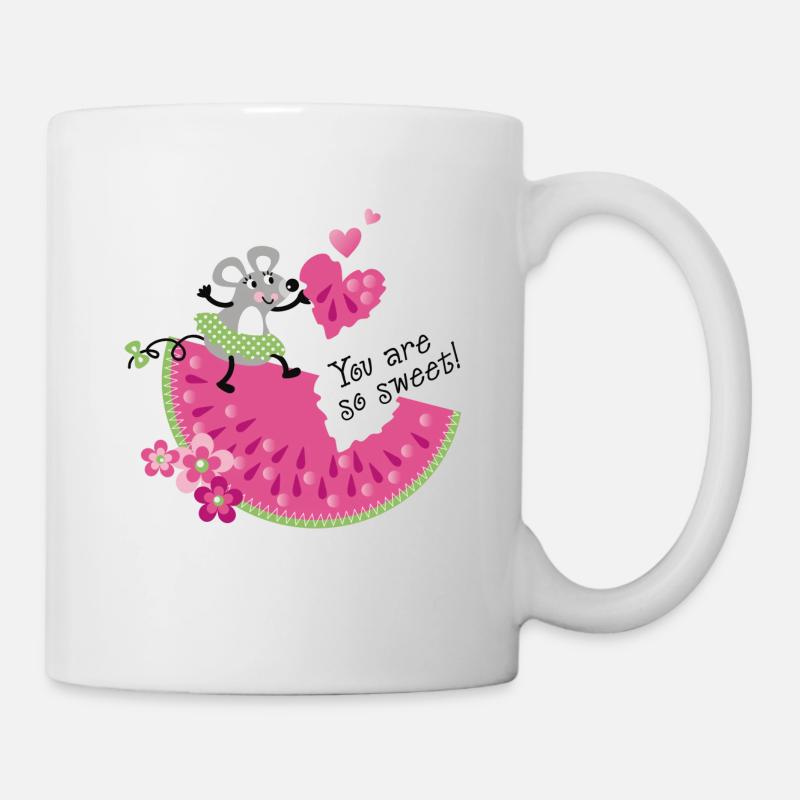 Süße Maus mit Melone - Tasse - Weiß